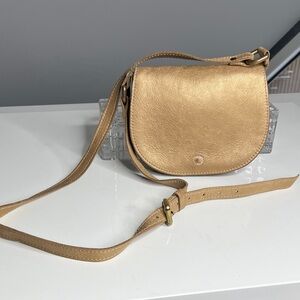 Von Baker Tan Matte Gold Emily Crossbody Handbag